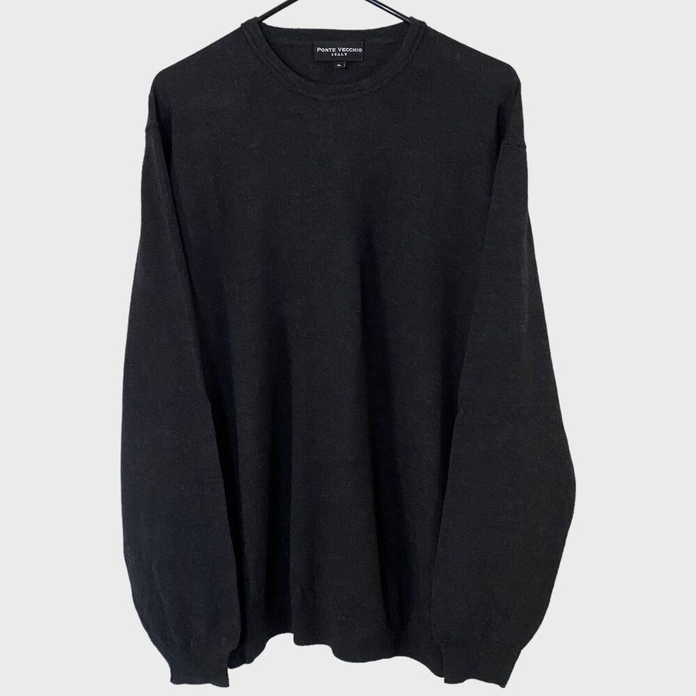 Ponte Vecchio Crewneck Sweater Gray Men's XL Merino Wool Long-Sleeve Pullover